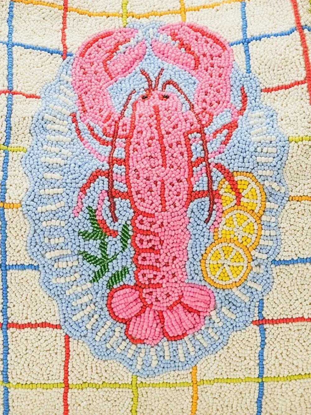 Boho Blossom New England Lobster Hand beaded Tote- Beach tote